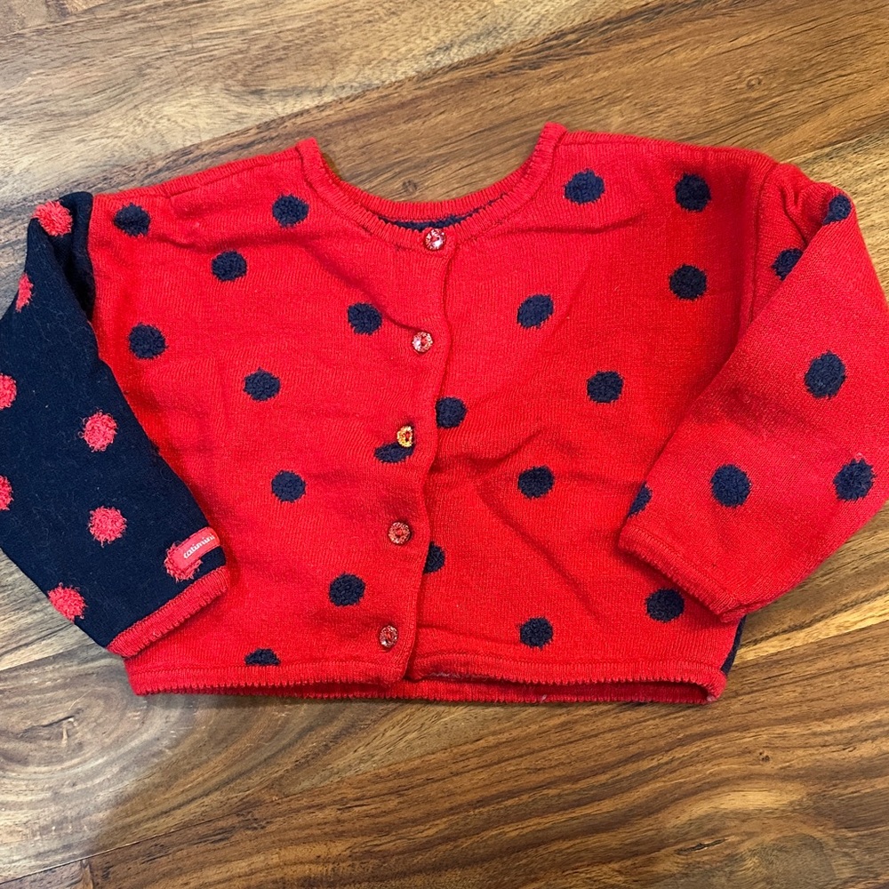 Catimini Red and Black Polka Dot Kids Sweater